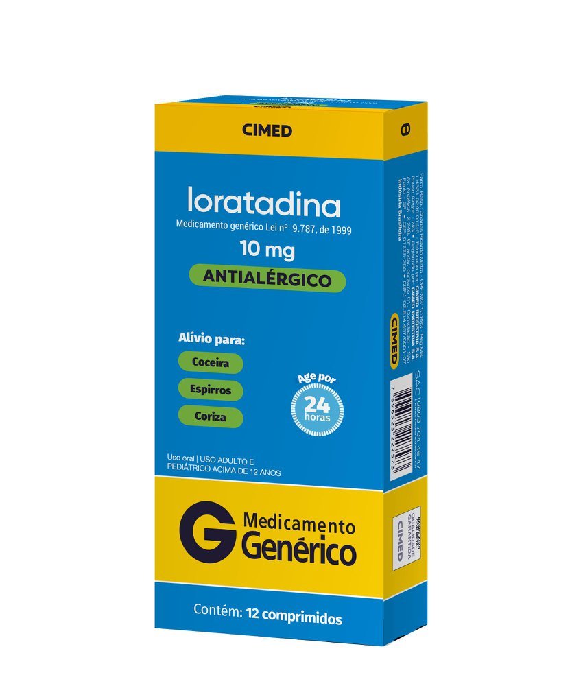 Loratadina 10mg Cimed Genérico Caixa 12 Comprimidos