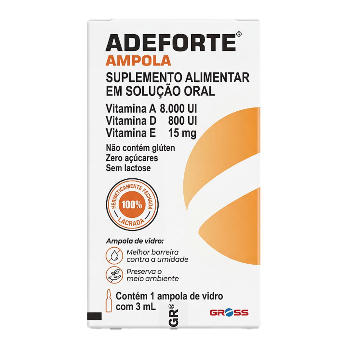 Suplemento Vitamínico Adeforte Gross 1 Ampola 3ml Solução Oral