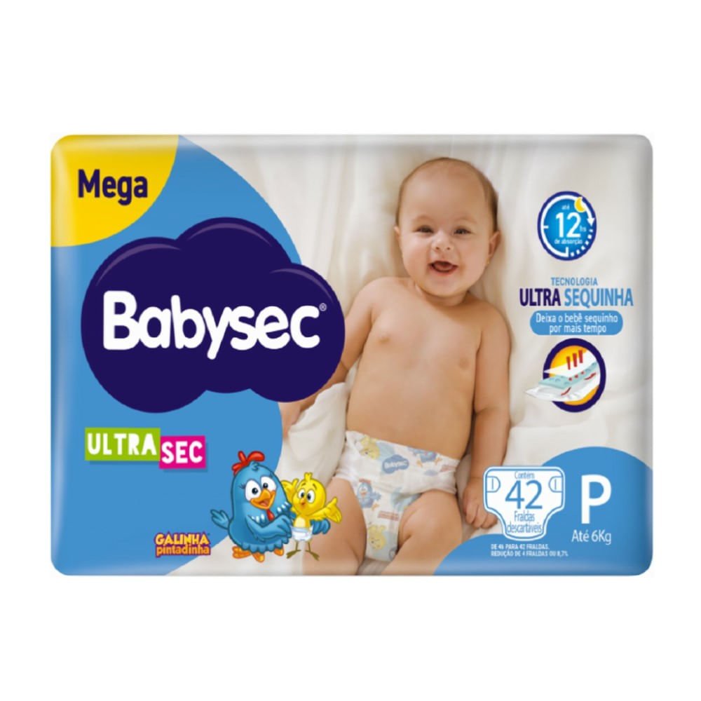 Fralda BabySec Galinha Pintadinha Ultra Sec Mega P 42 Unidades