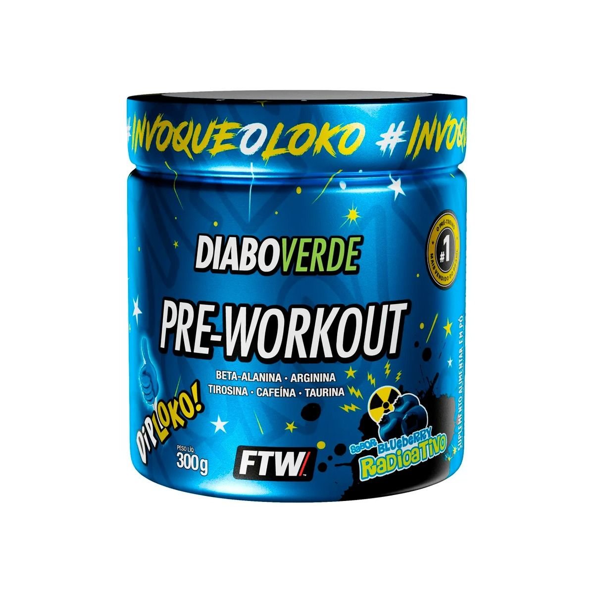 Pré Treino Ftw Diabo Verde Diploko Sabor Blueberry Radioativo 300g