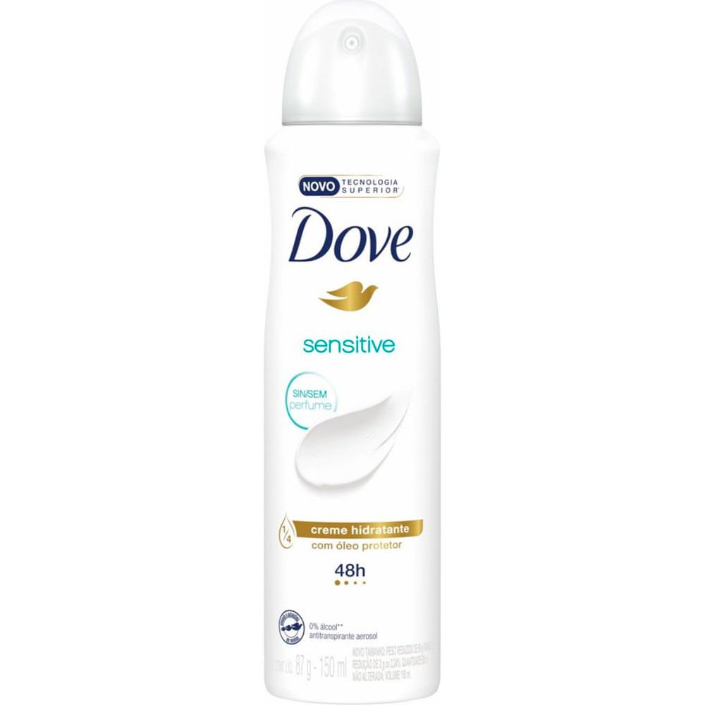 DESODORANTE DOVE SENSITIVE SEM PERFUME AEROSOL ANTITRANSPIRANTE 150ML