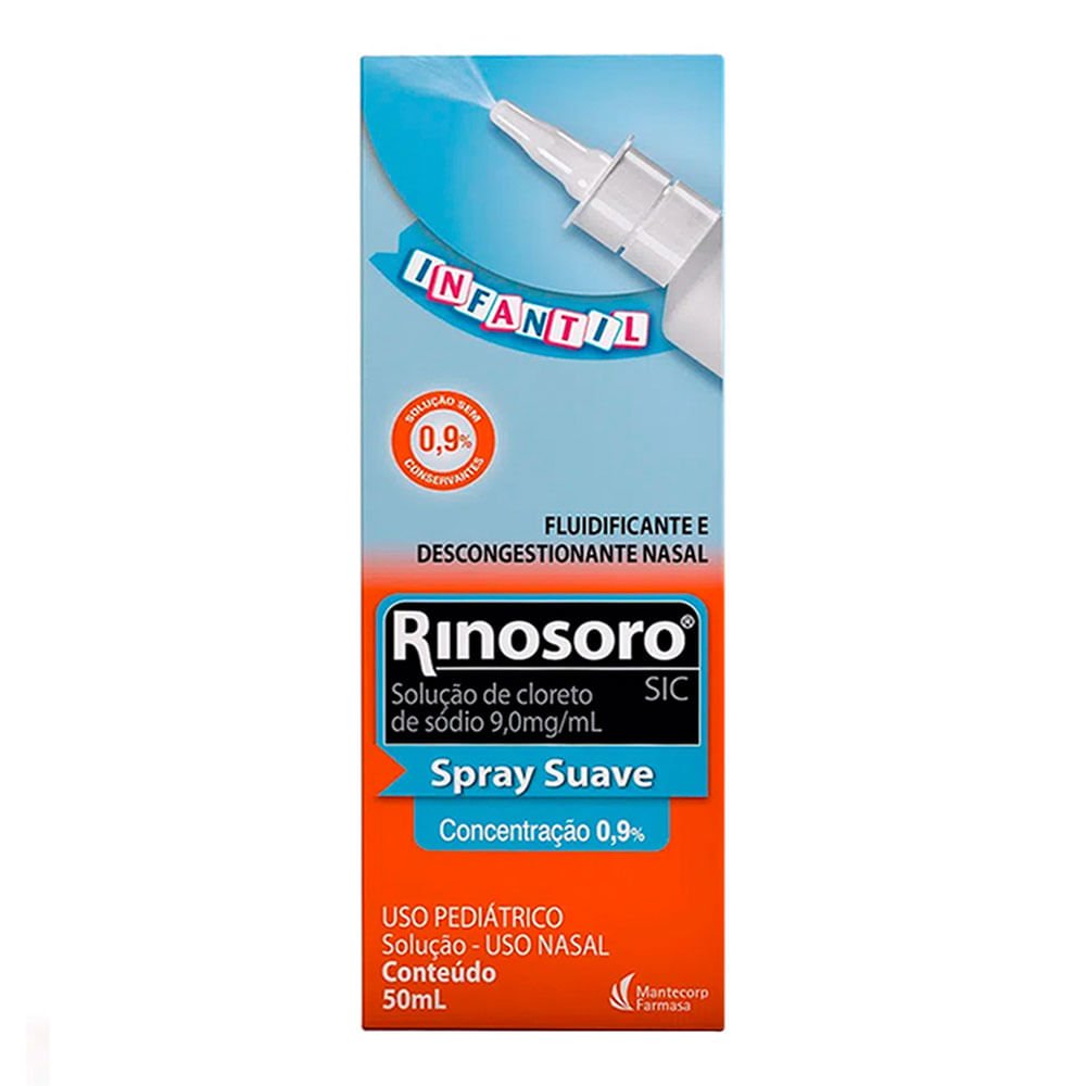Descongestionante Rinosoro Sic Infantil 0,9% 50ml Solução Nasal Spray