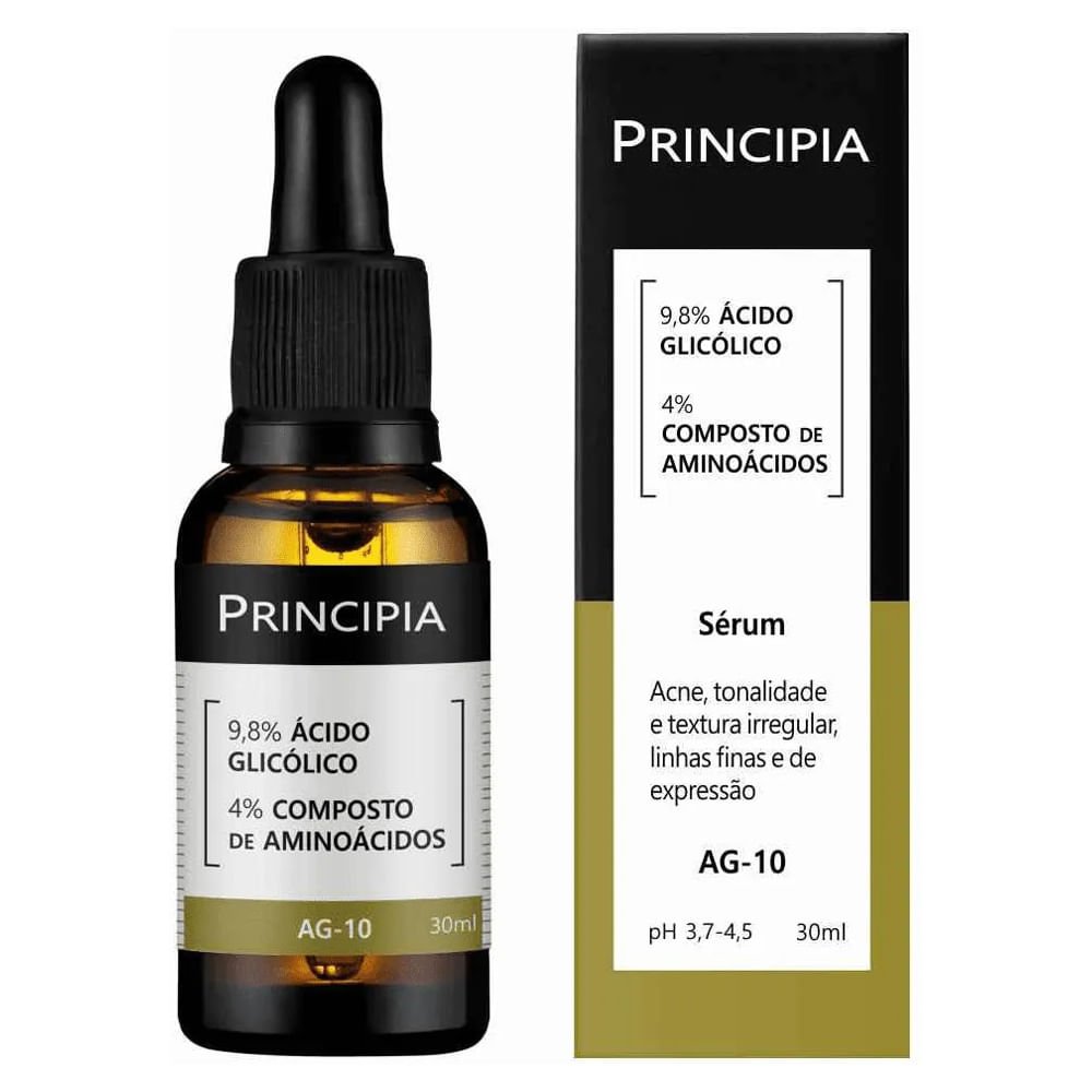 Sérum Facial Principia AG-10 9,8% Ácido Glicólico 4% Composto de Aminoácidos 30ml