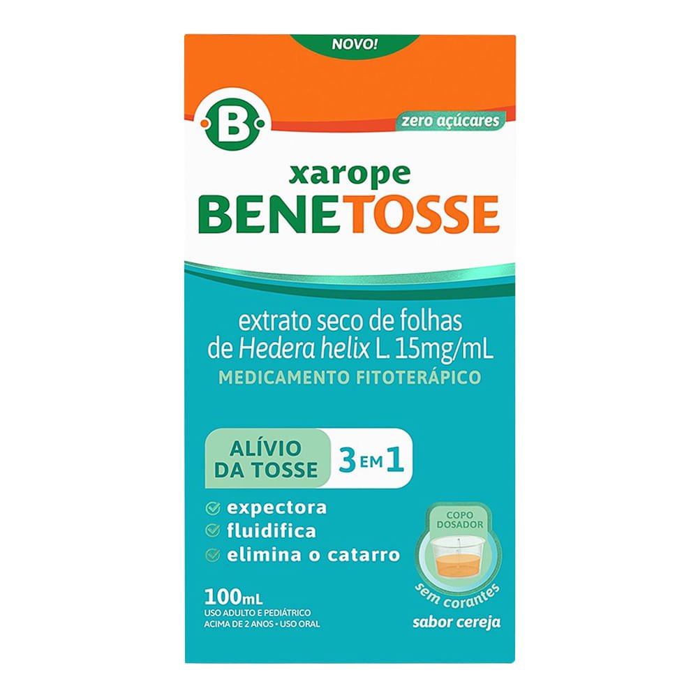 Expectorante e Fitoterápico Benetosse Sabor Cereja 100ml Xarope + Copo Dosador
