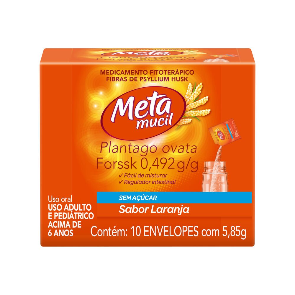 Metamucil Sabor Laranja com 10 sachês de 5,85g cada