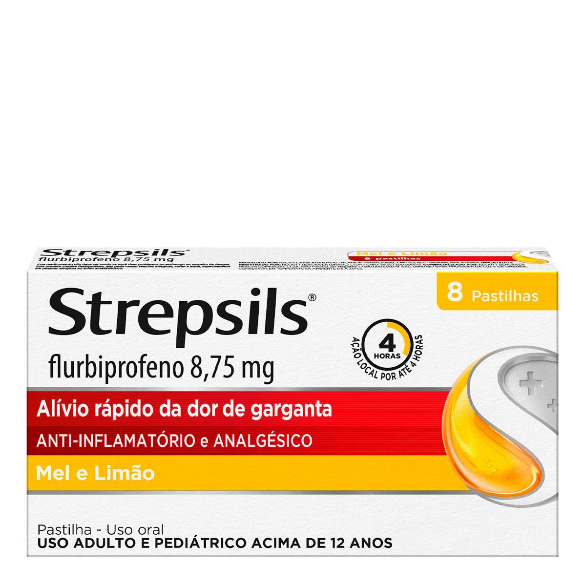 Pastilhas para Garganta Strepsils Mel e Limão 8 Unidades