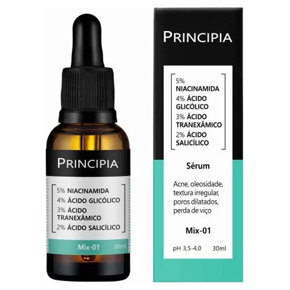Sérum Facial Principia MIX-01 5% Niacinamida 4% Ácido Glicólico 3% Ácido Tranexâmico 2% Ácido Salícilico 30ml