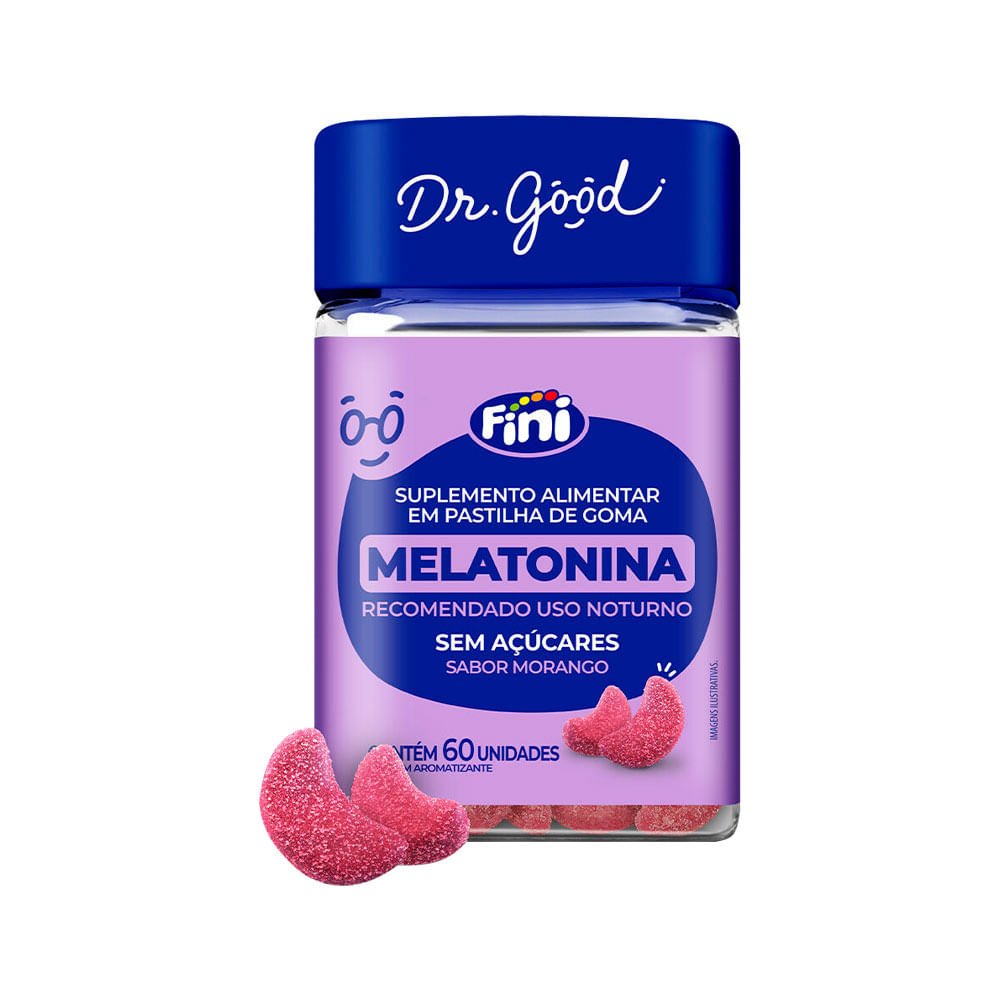 Suplemento Alimentar Fini Dr.good Melatonina Com 60 Gomas Sabor Morango