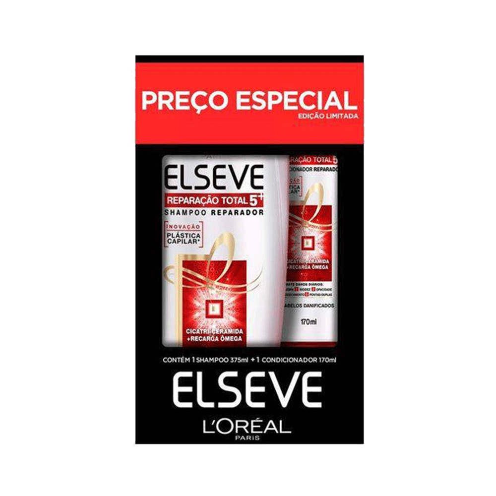 KIT SHAMPOO 375ML CONDICIONADOR 170ML ELSEVE REPARACAO TOTAL 5