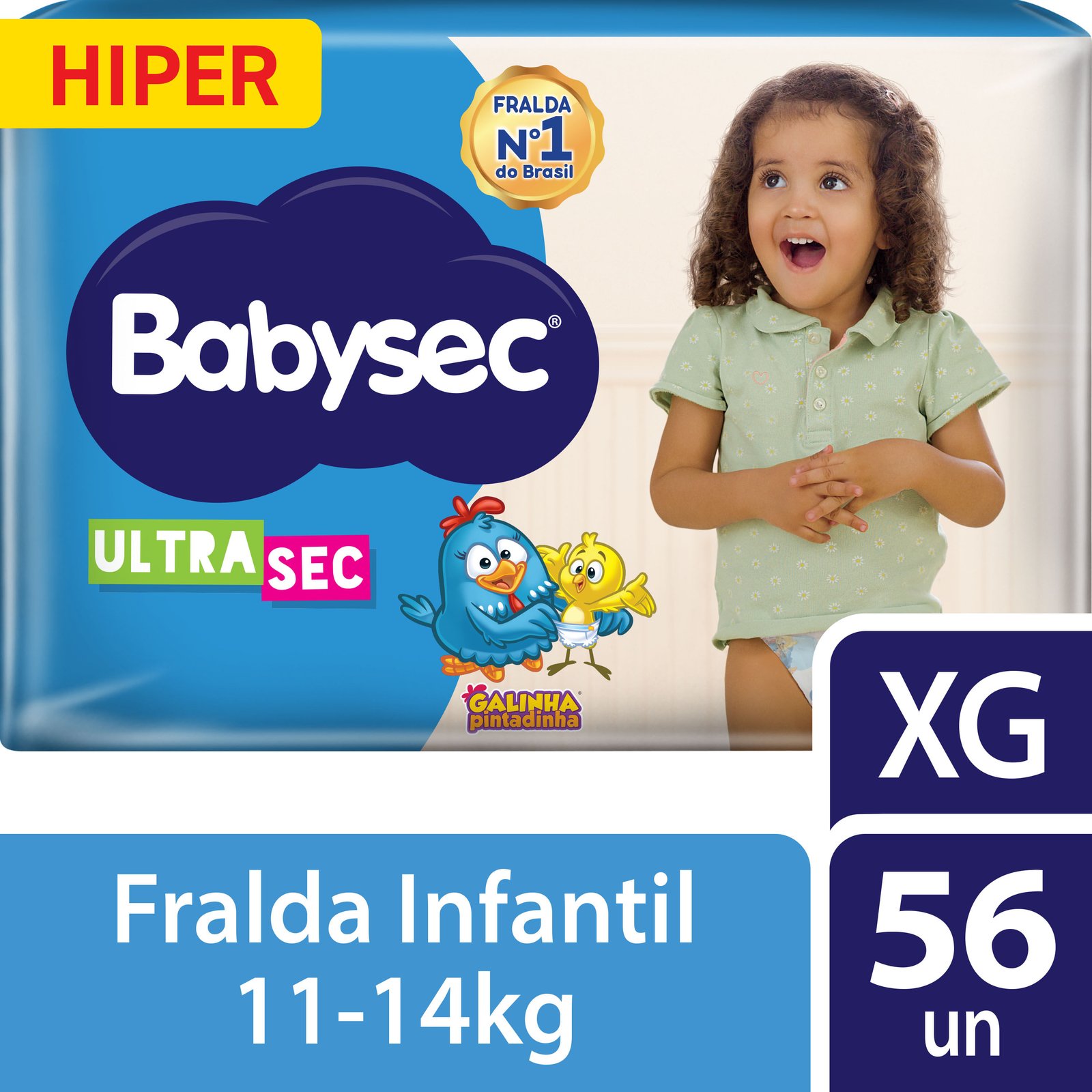 Fralda Babysec Ultrasec Hiper Galinha Pintadinha XG 56 Unidades
