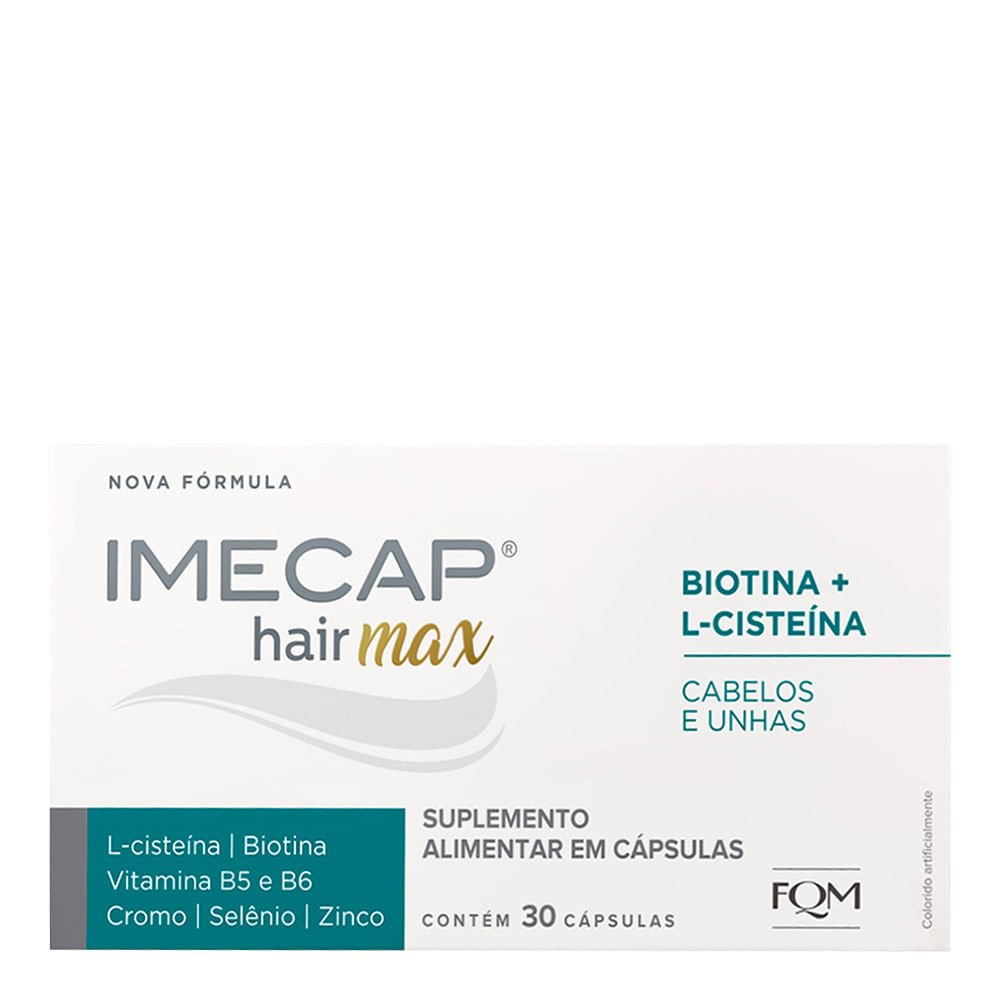 Suplemento Alimentar Imecap Hair Max Cabelos e Unhas FQM 30 Cápsulas