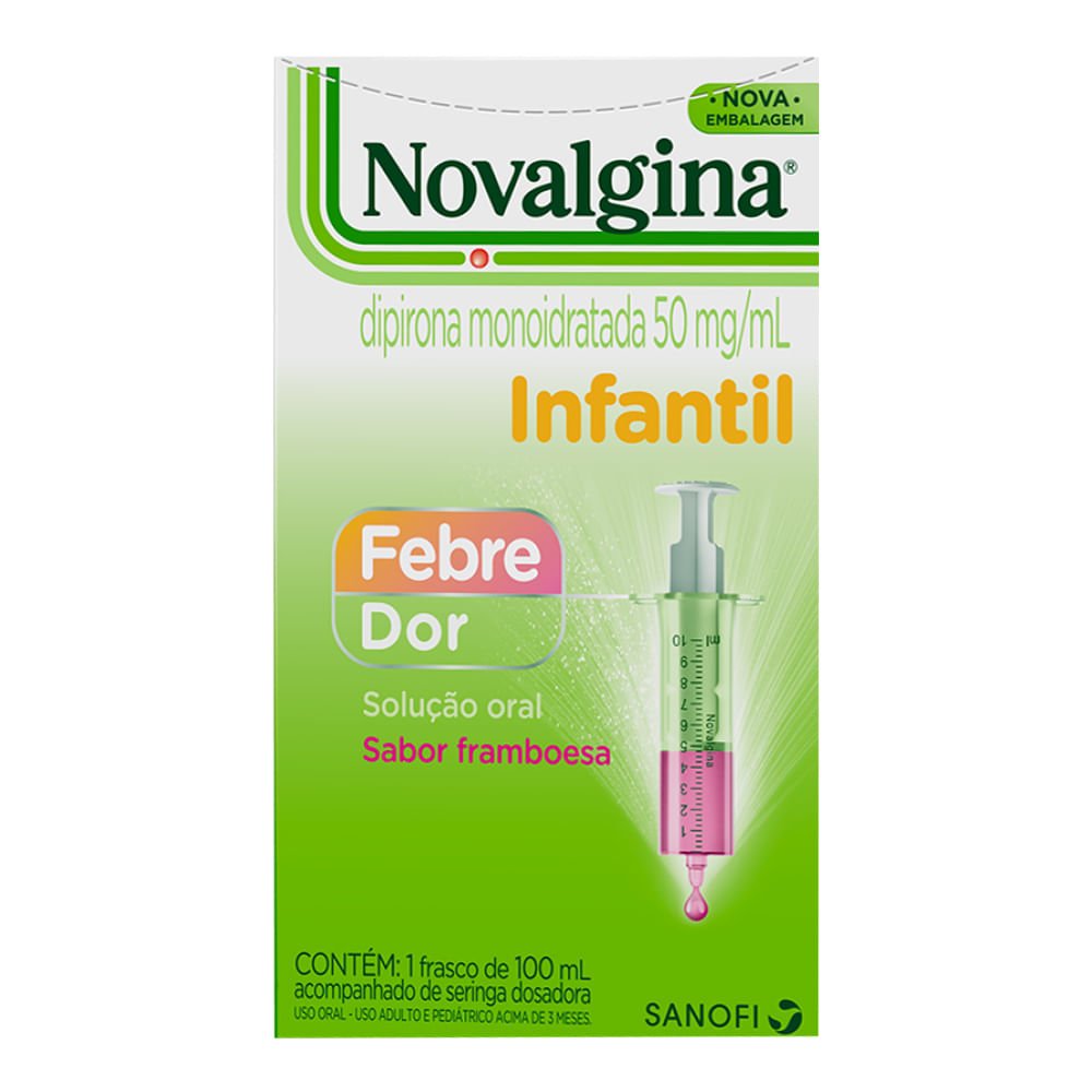 Analgésico e Antitérmico Infantil Novalgina Pediátrico 50mg/ml Dipirona 100ml Solução Oral + Seringa Dosadora